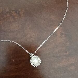 Silver Pearl Halo Pendant Necklace - Women Jewelry